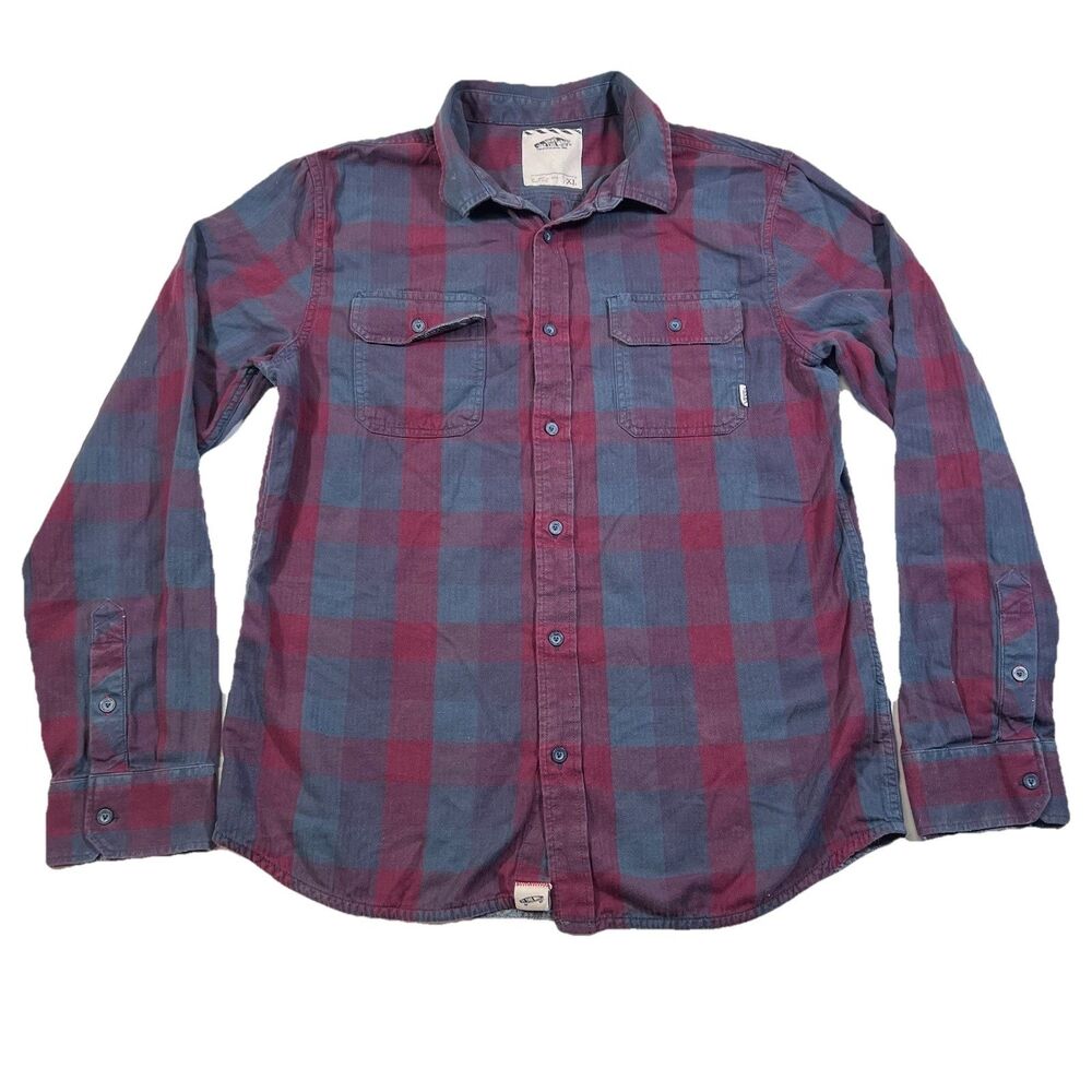 Vans Off The Wall Buffalo Plaid Long Sleeve Button Front Flannel Shirt Men's XL